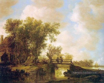 Footbridge paysages ruisseau Jan van Goyen Peinture à l'huile